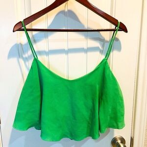 Flowy Green Spaghetti Strap Cami Top - Size Large